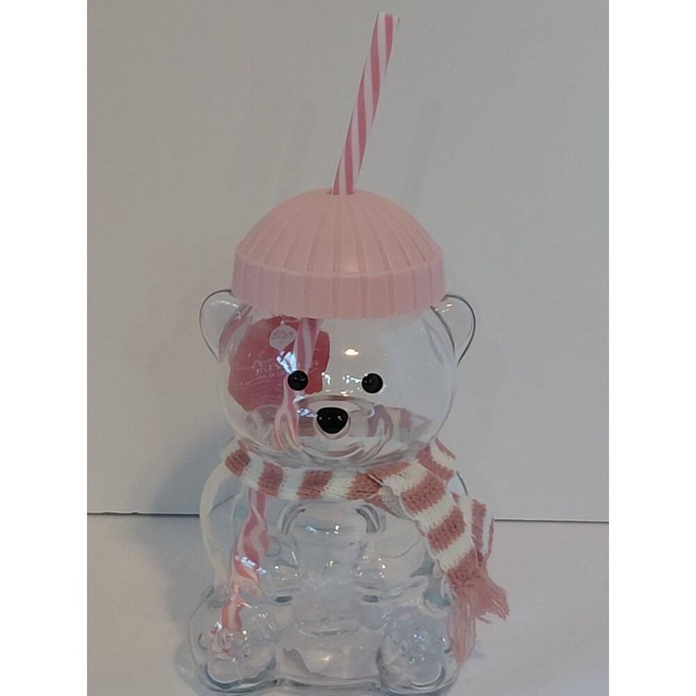 Aldi Figurine Glass Sipper Pink Bear